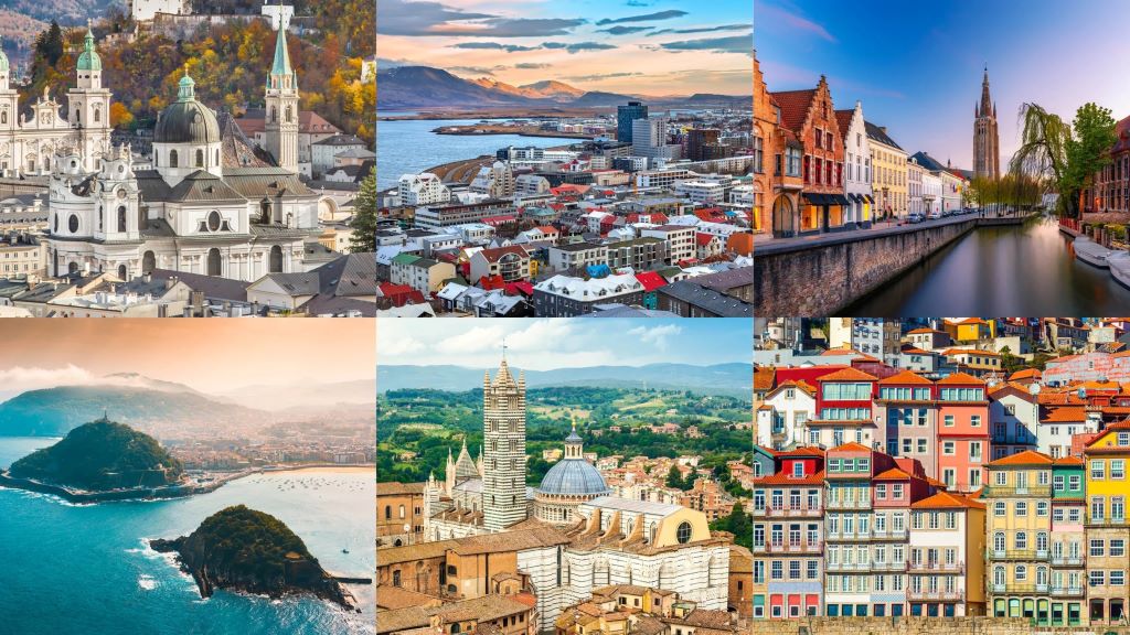 Illustration of planning a multi-country Europe trip with routes and destinations.